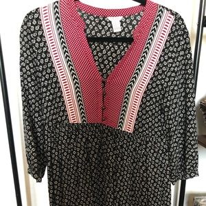 Printed dress, long sleeve.